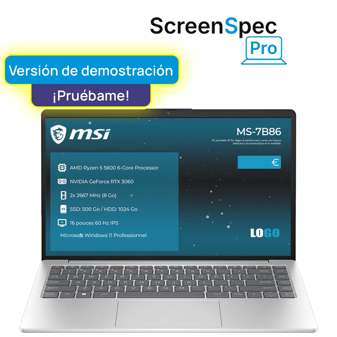 Versión gratuita del software de visualización de componentes y precios de venta de ordenadores portátiles