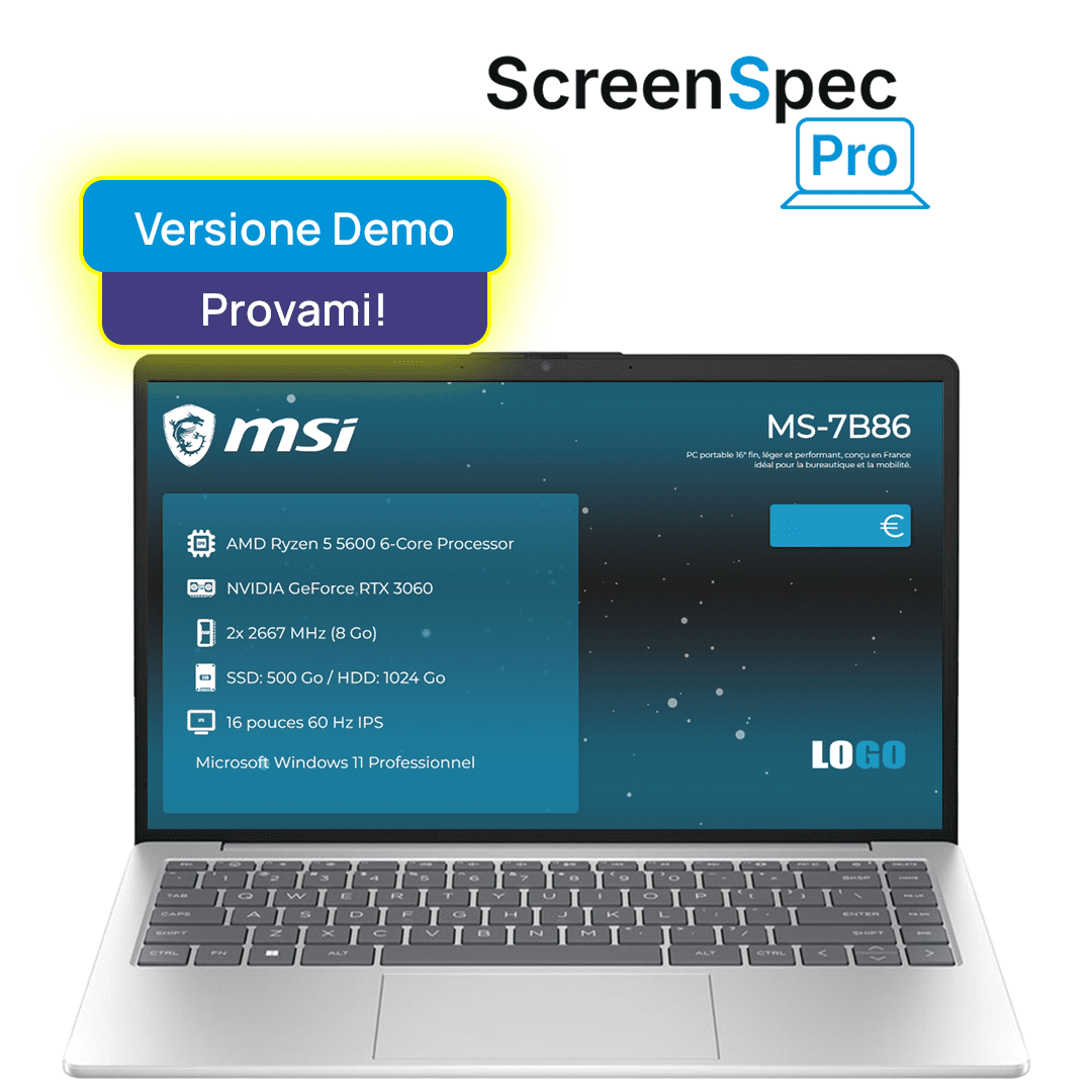 Versione gratuita del software per la visualizzazione dei componenti e dei prezzi di vendita dei computer portatili