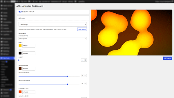 Interface ABG WordPress Adanced BackGround